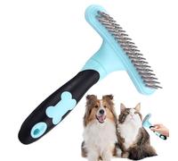 Râteau de toilettage pour chat, brosse démêlante à double rangée pour sous-poil pour chiens et chats - Peigne extra large avec poignée antidérapante pour réduire la perte de poils