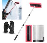 Râteau de Toit à Neige télescopique réglable, 78-157 Pouces for la Maison, Outil de Retrait avec Plaque de poussée EVA for Le Nettoyage extérieur de la Voiture(157.5inch)