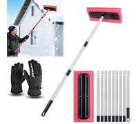 Râteau de Toit à Neige télescopique réglable, 78-157 Pouces for la Maison, Outil de Retrait avec Plaque de poussée EVA for Le Nettoyage extérieur de la Voiture(141.7inch)