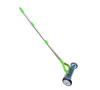 Râteau Démousseur | avec Roues Métal Long Manche Outils à Main | Râteau à Nivellement de Pelouse et Chaume - pour Jardinage Aménagement Paysager Enlèvement d'Ameublir Le Sol