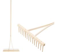 Râteau en bois 14 dents, pour le foin, pour les feuilles, manche en bois