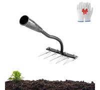 Râteau en fer pour jardinage et désherbage, râteau de jardin en métal robuste 2.0, râteau pour mauvaises herbes et houe, extracteur de mauvaises herbes pour cour, pelouse, terrasse (5 dents)
