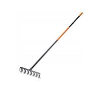 Râteau en métal KADAX, 14 dents, pour feuilles d'herbe, manche