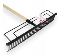 Kadax Râteau en acier, manche en bois long, 32 dents, large, noir