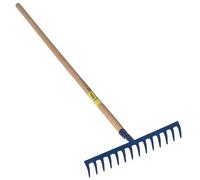 Râteau forgé 14 dents courbes manche bois 1,65 m