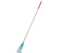 KADAX Râteau à feuilles en plastique pour femme - Râteau à feuilles longues en bois - Râteau de jardin confortable - Outil de jardinage (7 dents)