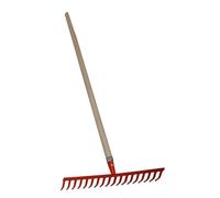 Râteau - Manche en Bois, 18 Dents, idéal pour Les travaux de Jardin, Robuste et Durable, Parfait pour ramasser Les Feuilles et Les débris