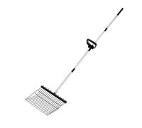 Râteau Manuel en Acier Inoxydable - Râteau réglable avec poignée Longue Adaptable pour Jardin | Classeur de volaille Ergonomique pour désherbage des Feuilles Jardin pelouse litière Chats