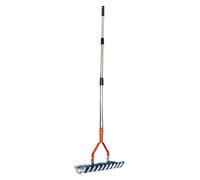 Râteau polyvalent de 170 cm, 4 sections réglables, dents en acier inoxydable, idéal pour le nettoyage de l'herbe morte dans les espaces extérieurs, outil à main polyvalent de jardin