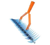 Râteau polyvalent de 170 cm, 4 sections réglables, dents en acier inoxydable, idéal pour nettoyer les herbes mortes dans les espaces extérieurs, déchaumeur amovible