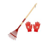 Râteau pour ,avec Gants Manche Bois Détachable 68 cm | Râteau de Jardin Taille Enfant - pour Entretien Pelouse Nivellement Sol Exploration Extérieure Jardinage