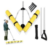Râteau pour Étang Renforcé - Râteau Désherbeur de Lac | Outil Flottant de Désherbage avec Manche Long pour Jardins Plages Terrains de Baseball