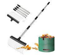 Râteau Ramasse Feuilles, Rateau Désherbage Scarificateur Gazon Manuel | 98 à 160 cm Râteau de Jardin avec Manche Réglable Tête Séparable Râteau à Gazon Nettoyer Plantes Ramasse Feuilles Mortes