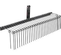 Râteau tracté VEVOR, scarificateur tracté 1830 mm avec 32 dents en acier, râteau à gazon pour fixation sur catégorie 1, attelage 3 points pour tracteur, pour feuilles, aiguilles de sapin, paille et he