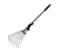 Râteaux de Jardin Râteau à Feuilles pour pelouse, Râteau à Feuilles réglable en Acier Dents Plates, râteau Extensible avec Manche 15