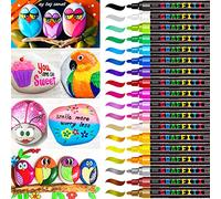 RATEL Peinture Acryliques Stylos, 18 Couleurs Marqueur Peinture Acrylique Premium étanche Permanent Art Peinture Set pour la Peinture rupestre, Bricolage, céramique, Verre, Toile-Pointe Moyenne