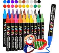 RATEL Peinture Acryliques Stylos, 20 Couleurs Marqueur Stylos Acrylique à Base d'huile Pigment étanche, Costume pour Pierre, Porcelaine, Verre, T-Shirt, DIY, Non Toxique - sécurité des Enfants