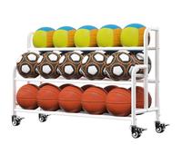 Râtelier à Ballons Commercial avec roulettes freinées | Chariot à Ballons de Sport Robuste en métal pour Gymnase et école | Organisateur Multisports pour Exercices, Basketball, Volleyball et Footbal