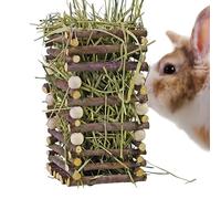 Râtelier à foin en bois 7,6 x 17,8 cm | Distributeur de nourriture et accessoires de cage à lapin - Pour hamster, chinchilla, souris, lapins, intérieur, extérieur, de cage, activités