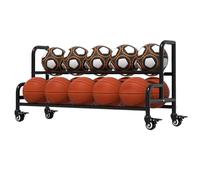 Râtelier de Rangement pour Ballons de Sport avec roulettes freinées | Chariot Robuste en métal pour Ballons d'exercice et Cages de Sport | Organisateur pour équipements de Gym, école, Maternelle (No