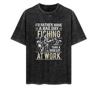 Rather A Bad Day Fishing Angler Angling Fish Rod Men's T-Shirt Unisex Black Men Tees 3XL