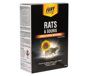 Raticide et souricide Fury, 7 sachets de 20g avec boite appât