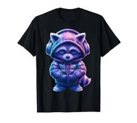 Raton Laveur avec Casque écoutant de la Musique Art T-Shirt
