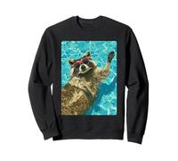 Raton Laveur de Natation avec Lunettes de Soleil Cool Summer Animal Graphic Sweatshirt