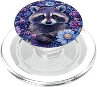 Raton Laveur et Fleurs - Animal Mignon coloré Floral Tendance PopSockets PopGrip pour MagSafe