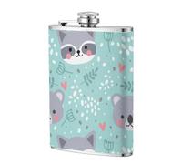 Raton laveur et koala,Flasque de poche plate de 8 oz en acier inoxydable 304, idéale pour les activités de plein air.