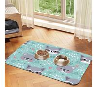 Raton Laveur et Koala,Tapis d'alimentation pour Animaux de Compagnie, Sets de Table en Cuir PU pour Chats et Chiens,30x45cm