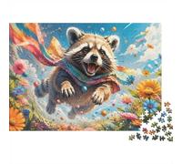 Raton Laveur Fleurs Ciel 1000pcs Mini Puzzle pour Famille Cadeau | 52x38cm Carton Décor Salon Structure Durable Cadeau D'anniversaire Soulagement De L'anxiété