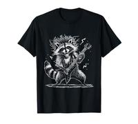 Raton Laveur Jouant de la Guitare électrique Rock Blanc T-Shirt