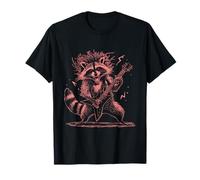 Raton Laveur Jouant de la Guitare Rock Art Animal Rouge T-Shirt