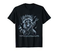 Raton Laveur Jouant de la Guitare Rock, imprimé Gris Animal T-Shirt