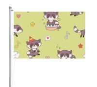 Raton laveur kawaii mignon,Drapeau de jardin, bannière décorative, drapeau double face, 2 x 3 pieds, pour extérieur et intérieur