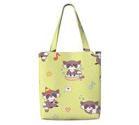 Raton laveur kawaii mignon,Sacs d'épicerie réutilisables, sacs fourre-tout de grande capacité, sac à bandoulière en toile