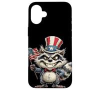 Raton Laveur Mauvais œil avec vêtements patriotiques aux Couleurs américaines Coque pour iPhone 16 Plus