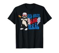 Raton laveur Merica Rock Rouge Blanc Et Feral Funny 4th Of July T-Shirt