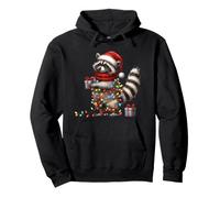 Raton Laveur Portant Un Chapeau de Père Noël Tenant Une boîte Cadeau emballée Sweat à Capuche