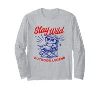 Raton Laveur rétro Stay Wild Outdoor Legend sur Une Chaise de Camping Manche Longue