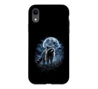 Raton Laveur sous la Lune, forêt et Vie Nocturne Coque pour iPhone XR
