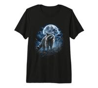 Raton Laveur sous la Lune, forêt et Vie Nocturne T-Shirt Haut de Gamme