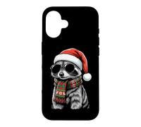 Raton Laveur Trash Panda Chapeau de Père Noël Plaid Écharpe Lunettes de Soleil Nuances Coque pour iPhone 16