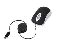 Ratones Con Cable Type-c Ratón alámbrico retráctil Extensible 1000DPI óptico pequeño Mini Para viajes (Black)