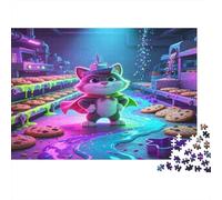 Ratons Laveurs Dessin Animé Usine de Biscuits Puzzle 1000 Pièces Papier Puzzle pour Adultes Atelier Coloré Relaxation Décoration Cadeau 38x26cm/1000pcs