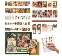 Ratpzou Autocollants De Noël Pour Scrapbook Avec Carnet | Autocollants Pour Cartes De Vœux Avec Notes Adhésives | Kit Décorations Festives pour et Adultes Journal Téléphone Album
