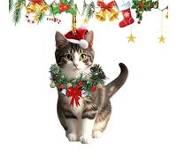 Ratpzou Décorations De Noël Mignonnes,Ornament Chat en Acrylique 2D Souvenir,Animaux Mignons de Noël - pour Fête Hivernale Célébration Saisonnière Cheminée Lieu de Travail