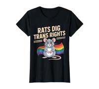 Rats Dig Trans Rights Support Queer Ally LGBTQ - T-Shirt Graphique avec Valeur, Femme, Noir, XS