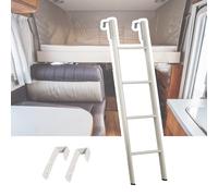 RAtsch Échelle de Remplacement Courte pour Camping-Car, échelle de lit superposé en métal Blanc avec Crochets, échelle d'escalade réglable/échelles de lit Double pour dortoir de Ferme, 116/150 cm (